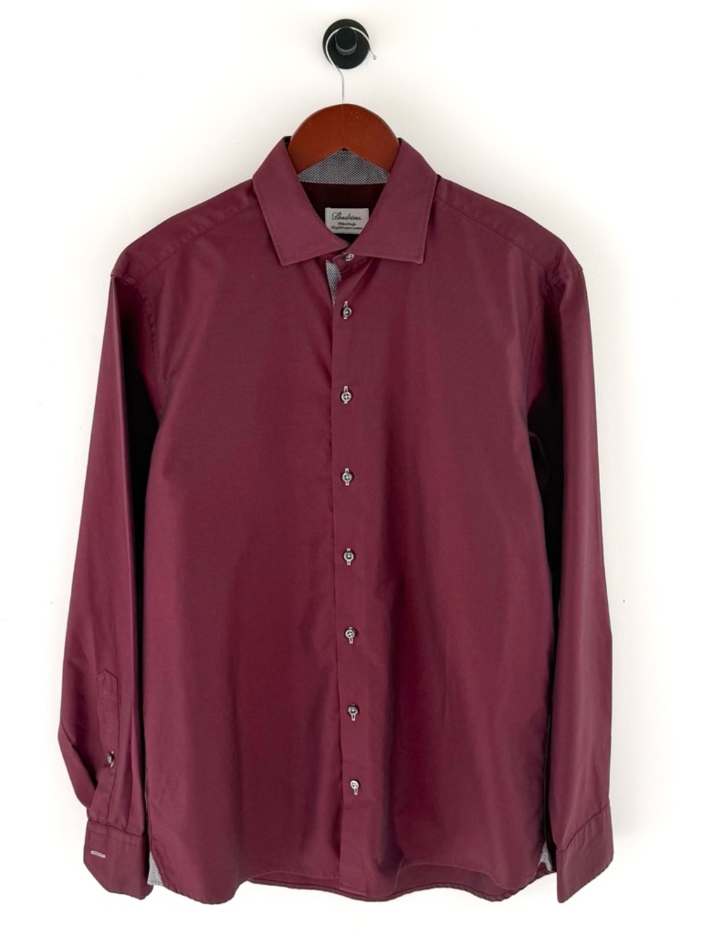 Stenstroms Spread Collar Dress Shirt Two-Fold Cotton Twill Burgundy Size 16 Mens